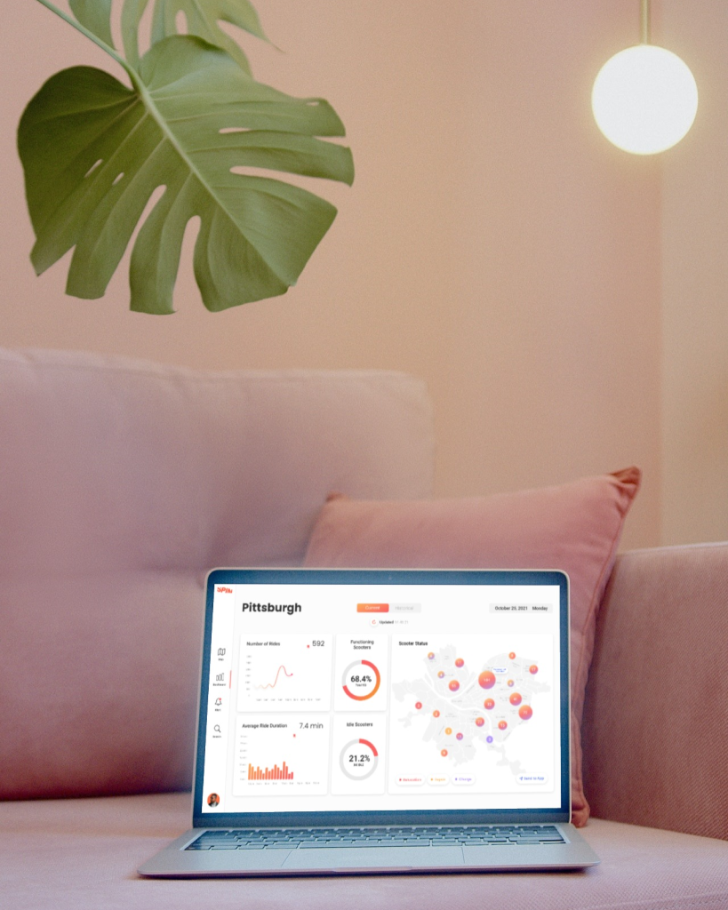 Macbook displaying spin data dashboard mockup